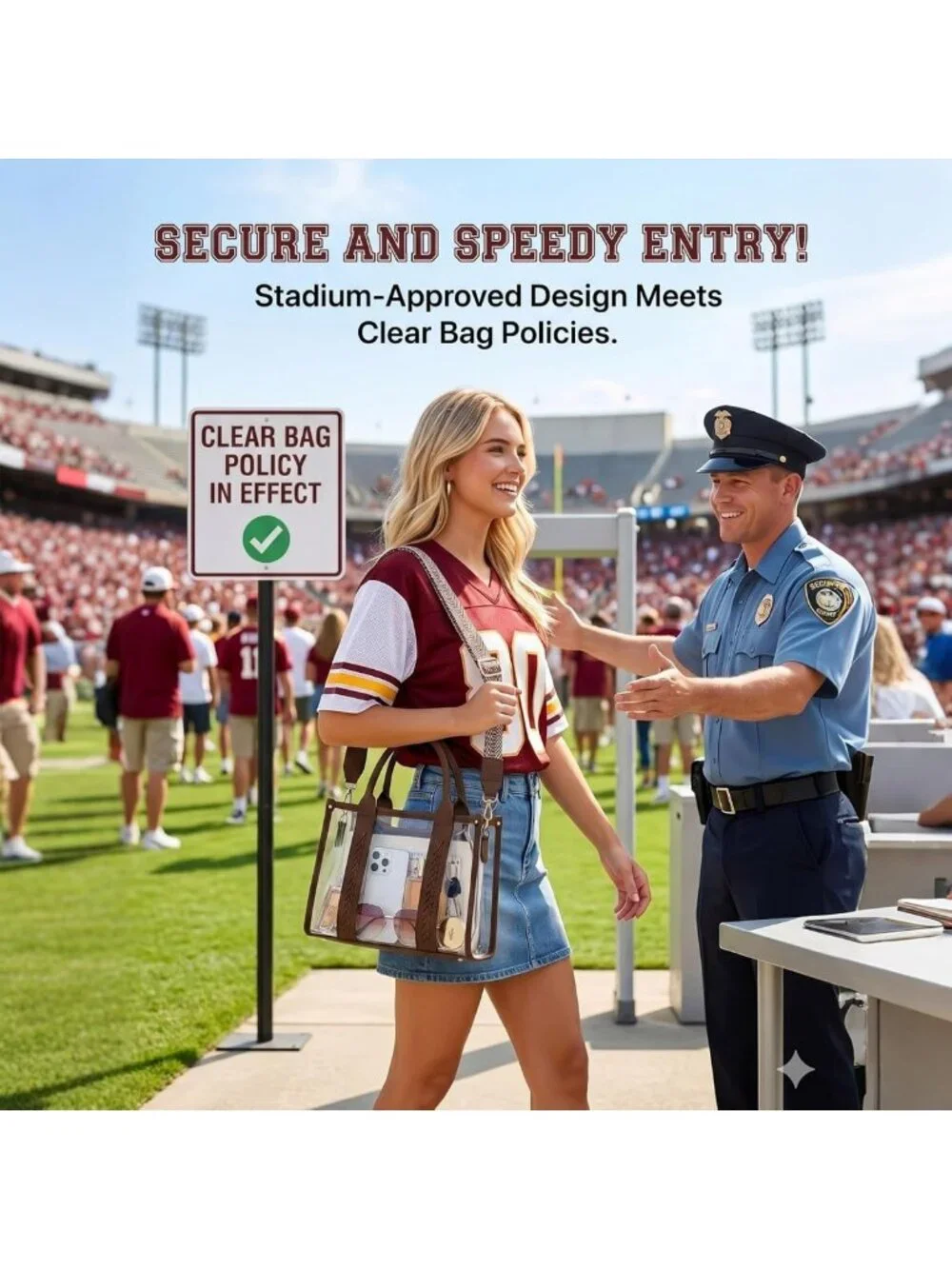 Stylish Clear Tote Bag for Stadiums, Concerts & Beach - Transparent Crossbody